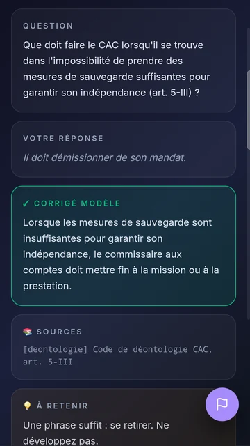 Correction d'une question à réponse courte : la réponse rédigée, le corrigé de référence et ses sources.